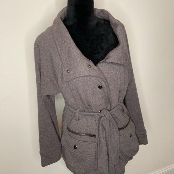 Tres Bien Grey Women’s Jacket Waist Tie Size L - Picture 2 of 10